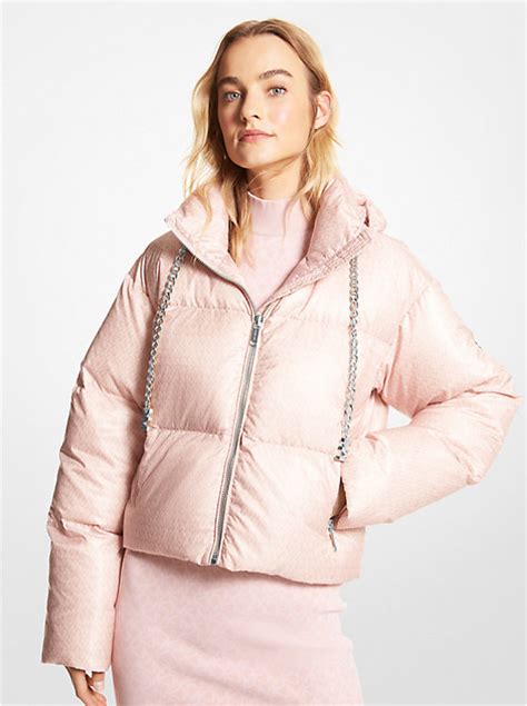 cropped logo quilted puffer jacket michael kors|Michael Kors quilted jacket.